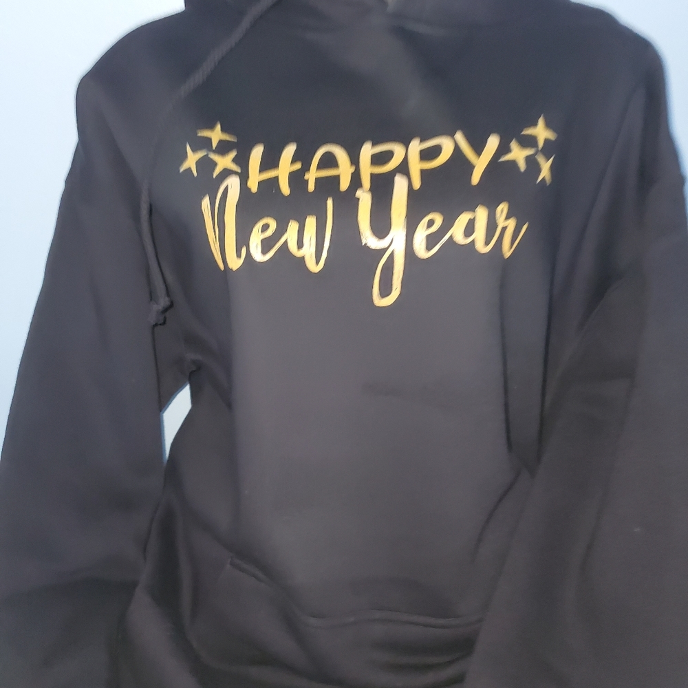 Happy New Year Black Hoodie - DTG print